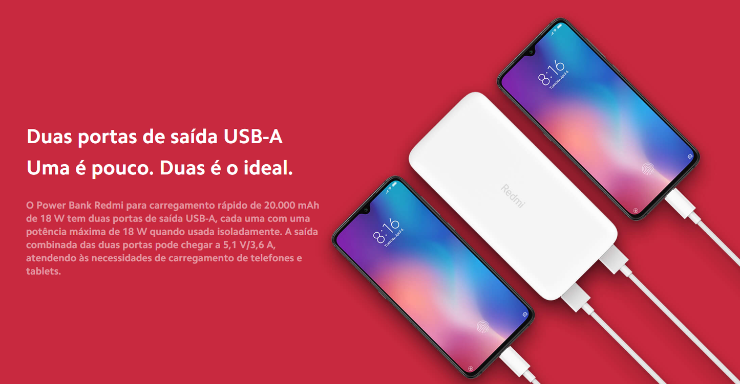 C:\Users\myvap\OnXiaomi 18W Fast Charge Power Bank 20000 mAh Duas Portas de saida