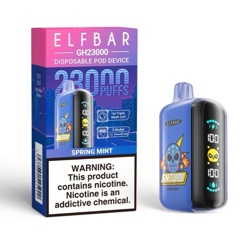 Elfbar Pod Descartável GH23000 Puffs Spring Mint via Motoboy para Balneário Camboriú, Itajaí, Camboriú e Itapema.