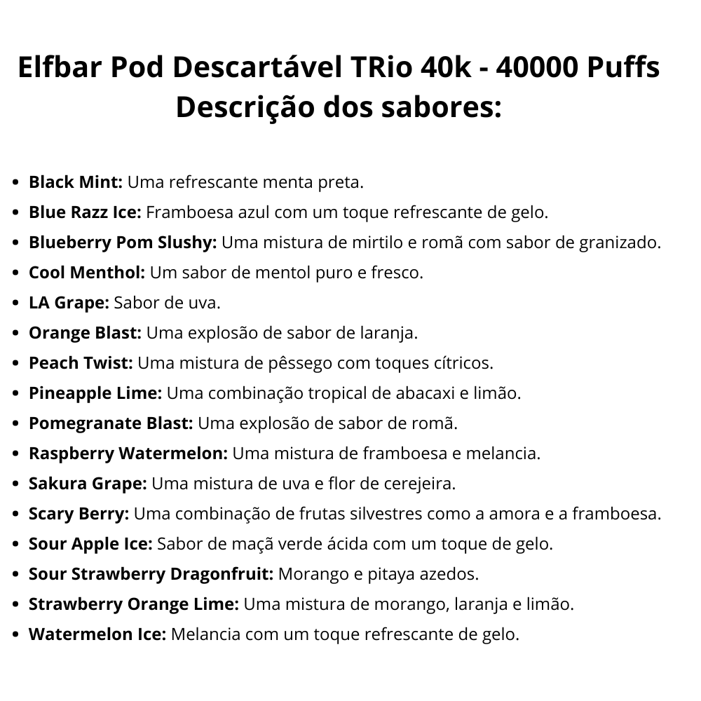 Elfbar Pod Descartável Trio 40k - 40000 Puffs