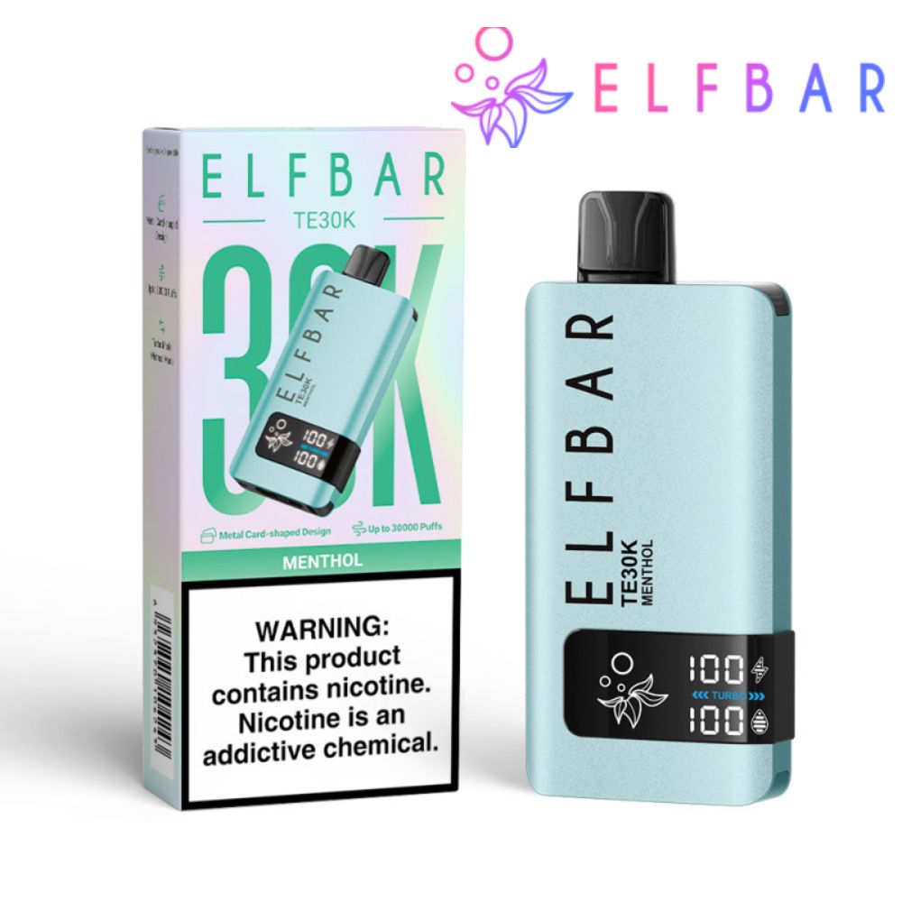 Pod Descartável Premium Elfbar TE30K Menthol com 30.000 puffs, sabores deliciosos, bateria recarregável e entrega rápida via moto boy para Itajaí, Balneário Camboriú e Itapema!