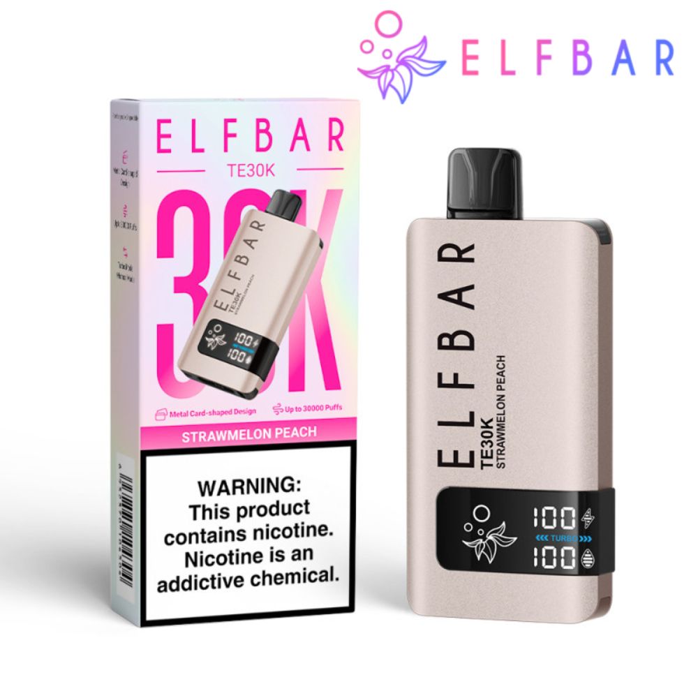 Pod Descartável Premium Elfbar TE30K Strawmelon Peach com 30.000 puffs, sabores deliciosos, bateria recarregável e entrega rápida via moto boy para Itajaí, Balneário Camboriú e Itapema!