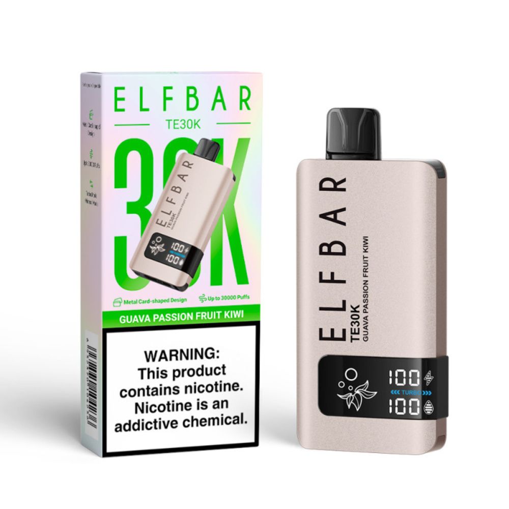 Pod Descartável Premium Elfbar TE30K Guava Passion Fruit Kiwi com 30.000 puffs, sabores deliciosos, bateria recarregável e entrega rápida via moto boy para Itajaí, Balneário Camboriú e Itapema!