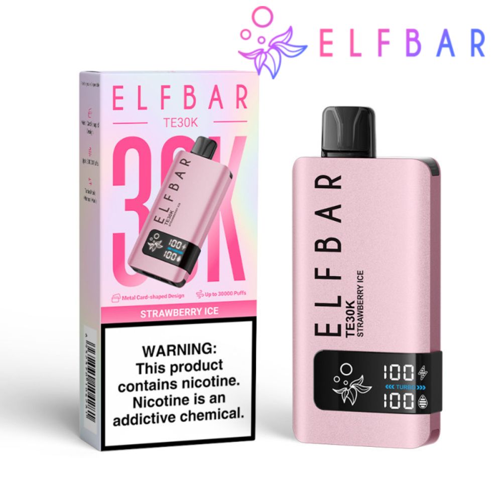 Pod Descartável Premium Elfbar TE30K Strawberry Ice com 30.000 puffs, sabores deliciosos, bateria recarregável e entrega rápida via moto boy para Itajaí, Balneário Camboriú e Itapema!