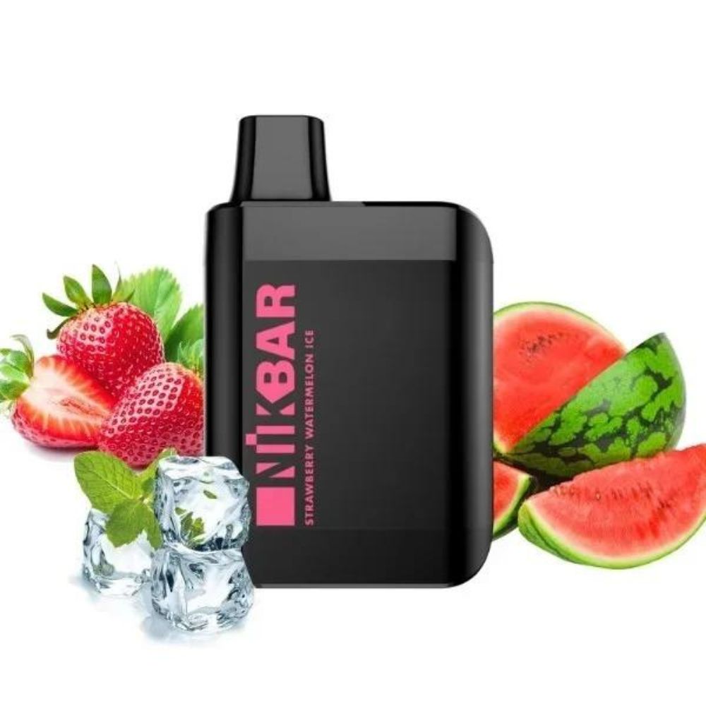 Nikbar Pod Descartável 4000 Puffs Strawberry Watermelon Ice. Entrega rápida do seu Nikbar Pod Descartável 4000 Puffs via Motoboy para Balneário Camboriú, Itajaí, Camboriú e Itapema.