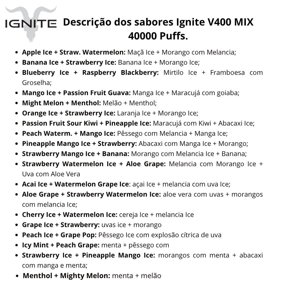 Ignite V400 - Mix Pod Descartável 40000 Puffs