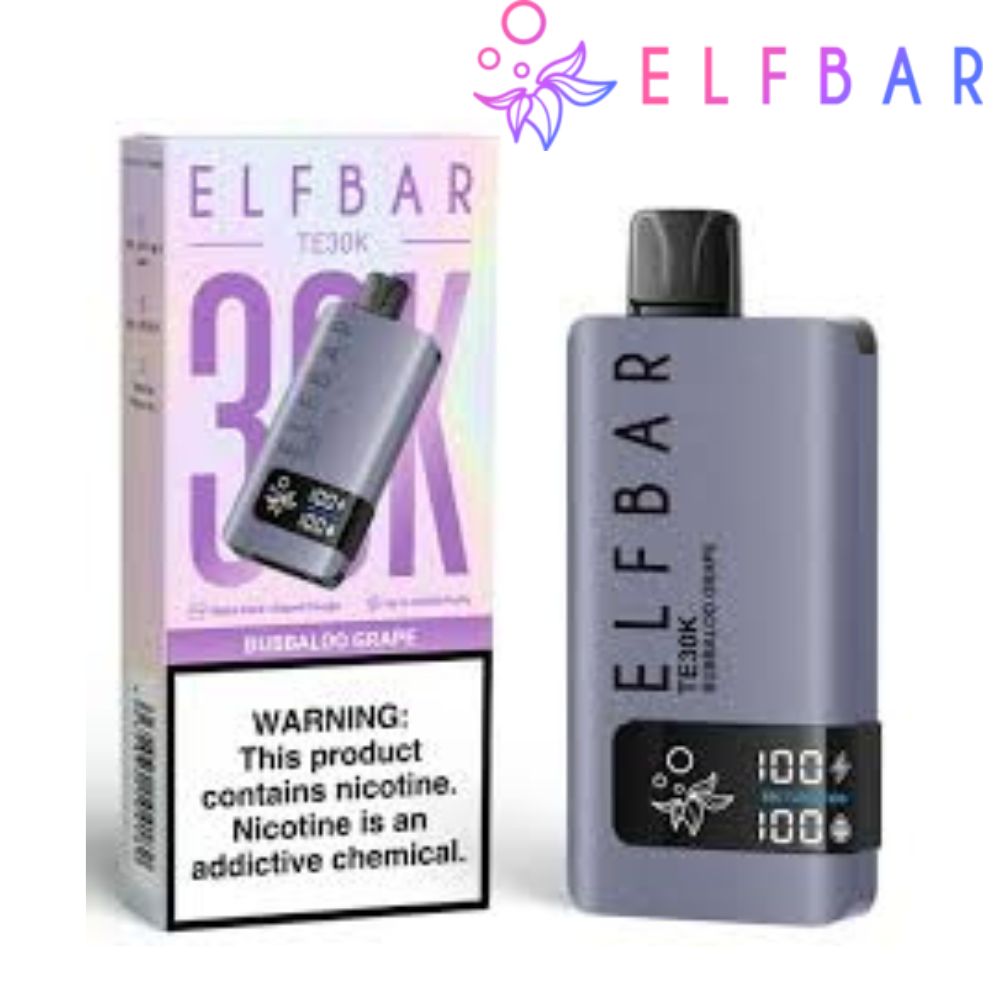 Pod Descartável Premium Elfbar TE30K Bubbaloo Grape com 30.000 puffs, sabores deliciosos, bateria recarregável e entrega rápida via moto boy para Itajaí, Balneário Camboriú e Itapema!