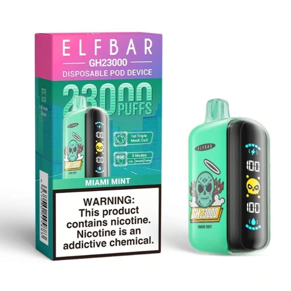Elfbar Pod Descartável GH23000 Puffs Miami Mint via Motoboy para Balneário Camboriú, Itajaí, Camboriú e Itapema.