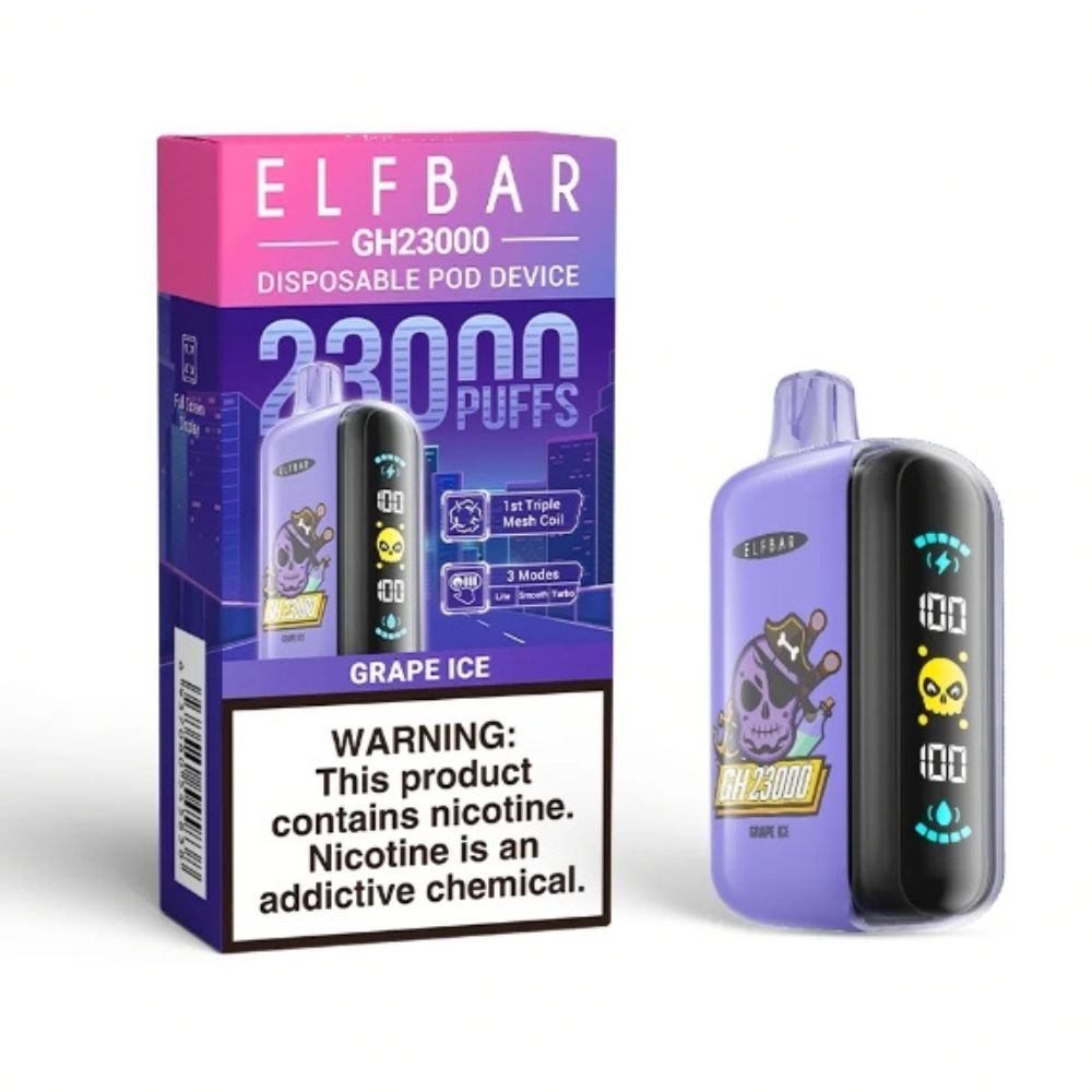 Elfbar Pod Descartável GH23000 Puffs Grape Ice via Motoboy para Balneário Camboriú, Itajaí, Camboriú e Itapema.