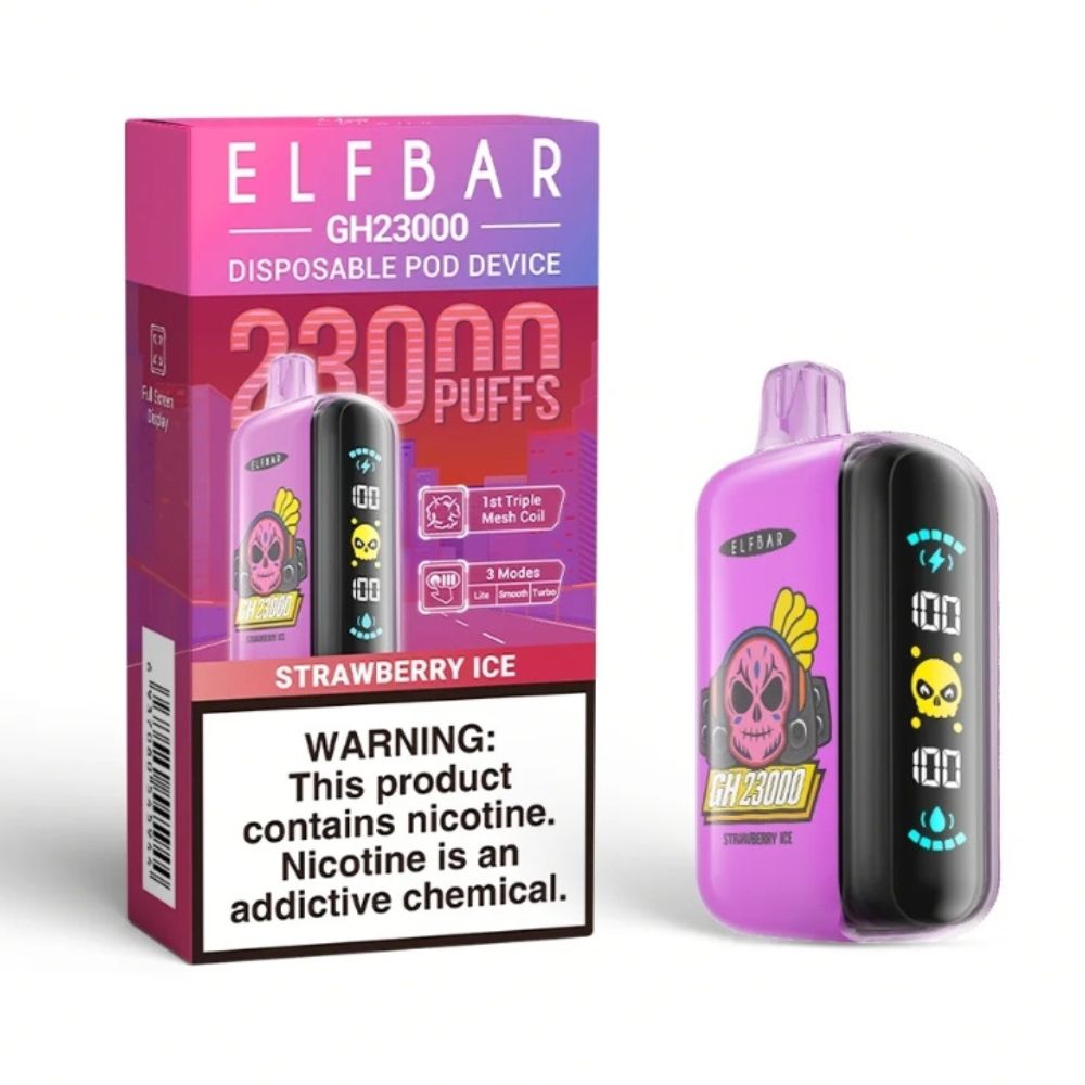 Elfbar Pod Descartável GH23000 Puffs Strawberry Ice via Motoboy para Balneário Camboriú, Itajaí, Camboriú e Itapema.