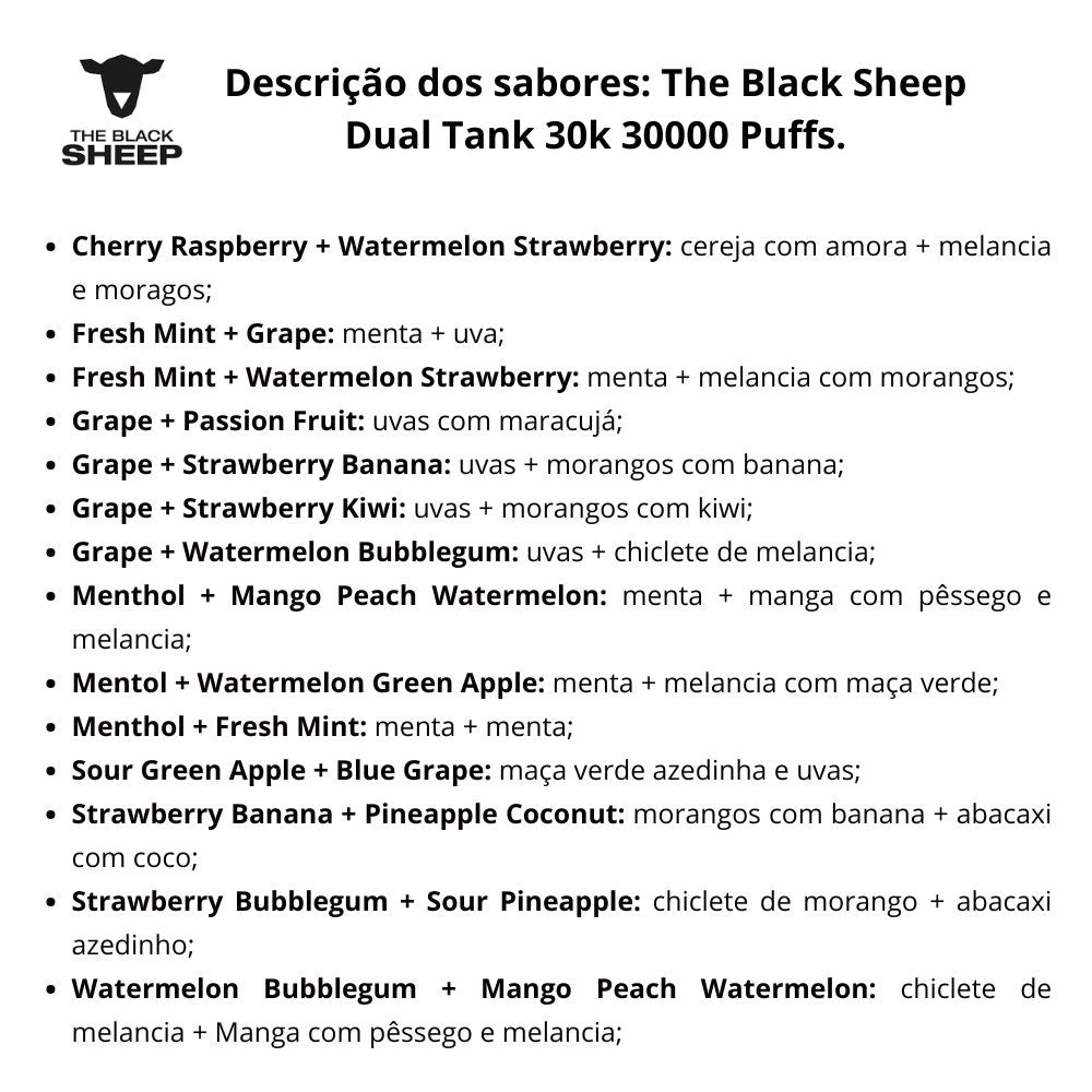 The Black Sheep Dual Tank 30k Pod Descartável - 30000 Puffs
