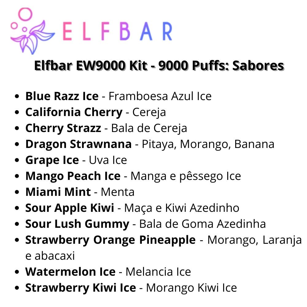 Elfbar Pod Descartável EW9000 Kit - 9000 Puffs