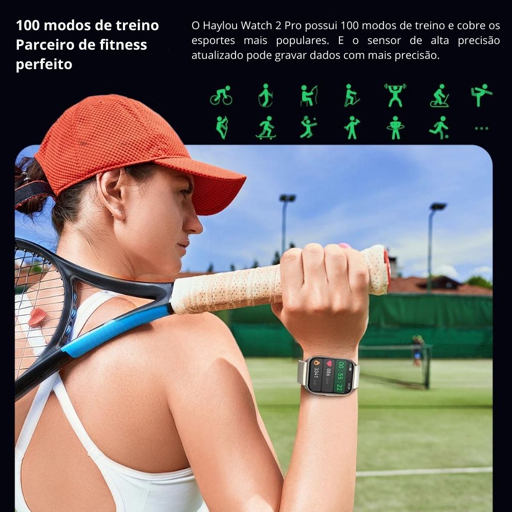Haylou Watch 2 Pro silver 100 modos de treino Parceiro de fitness perfeito