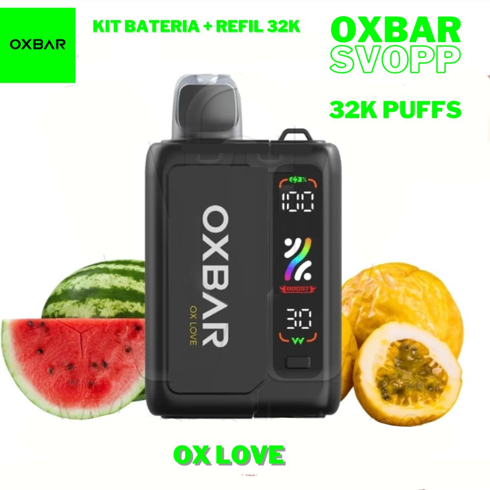 Oxbar Pod Descartável Svopp kit bateria + 1 refil G32k - 32000 Puffs