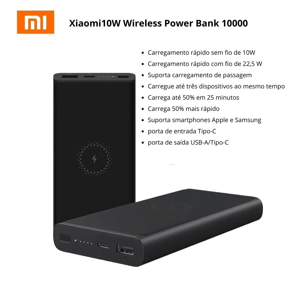 Xiaomi 10W Wireless Power Bank 10000 especificacoes
