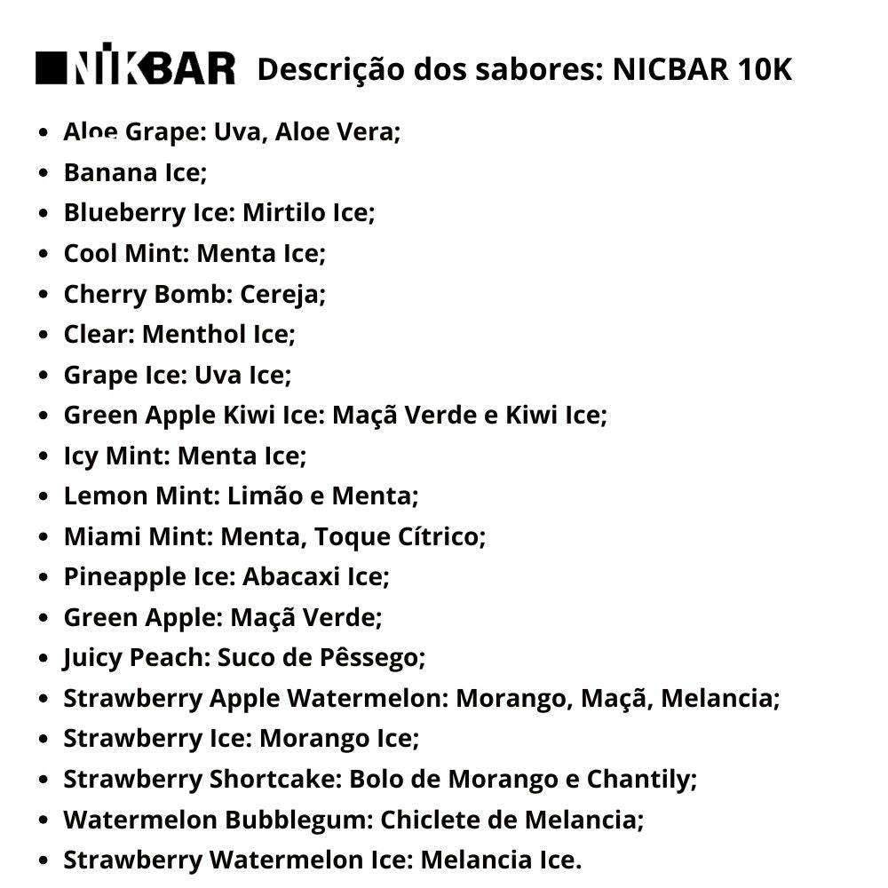 Nikbar Pod Descartável 10000 Puffs