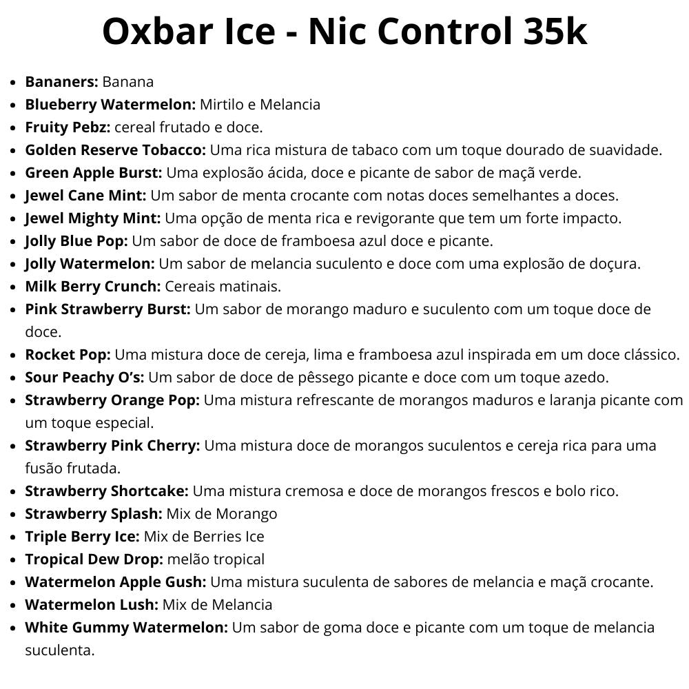 Oxbar Pod Descartável Ice-Nic Control 35000 Puffs