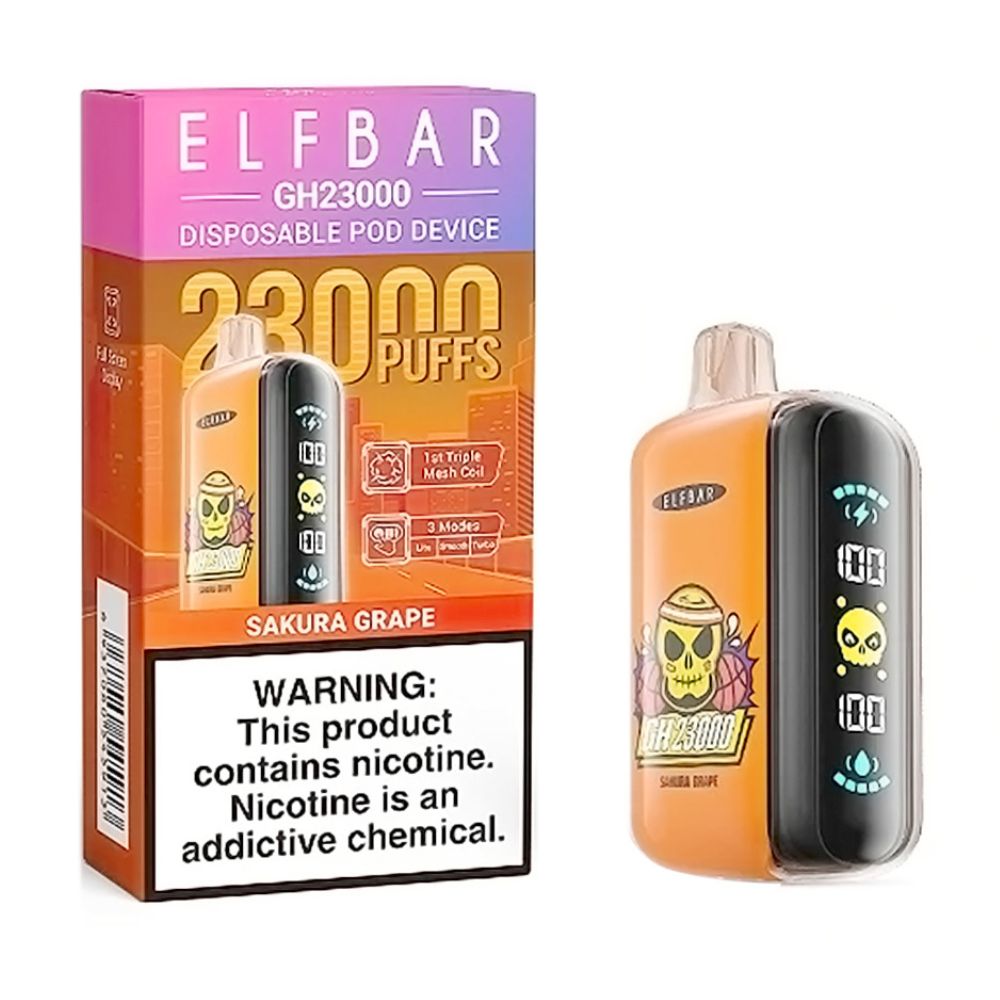 Elfbar Pod Descartável GH23000 Puffs Sakura Grape via Motoboy para Balneário Camboriú, Itajaí, Camboriú e Itapema.